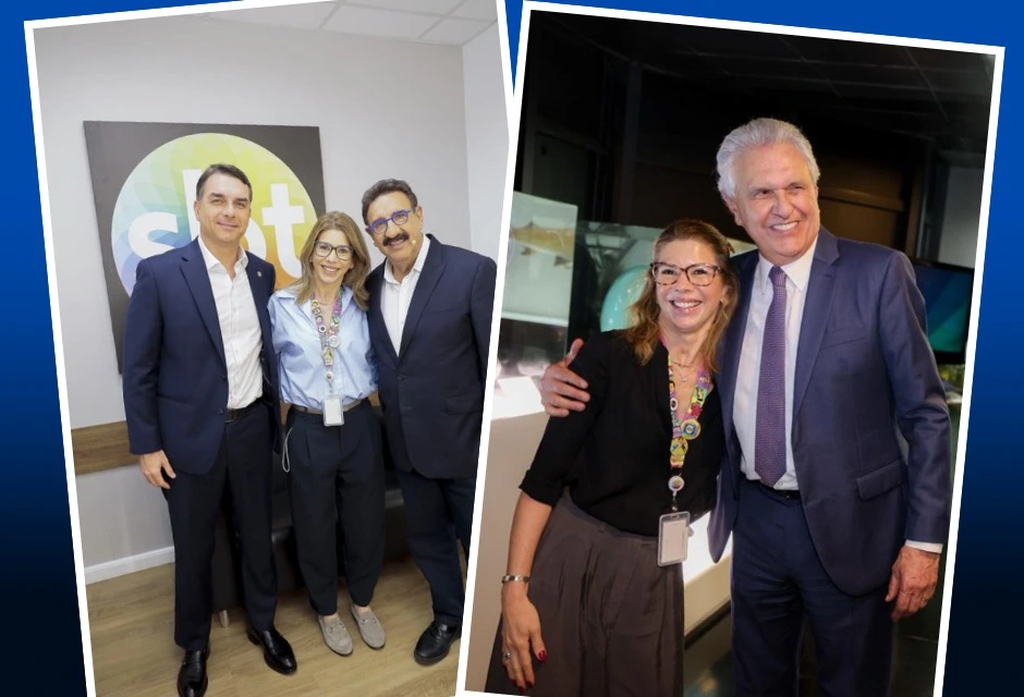 A presidente do SBT, Daniela Beyrut, recebeu nesta semana, em São Paulo, o Senador Flávio Bolsonaro (PL-RJ) e o governador de Goiás, Ronaldo caiado (União Brasil), segundo registros divulgados pela emissora e por portais.
