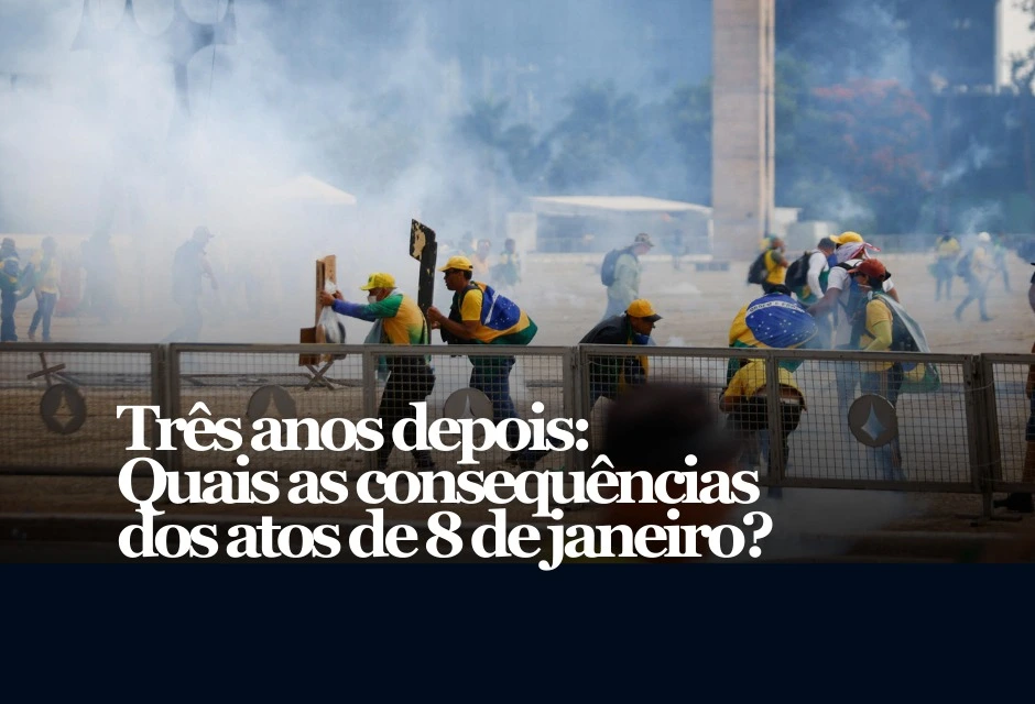Nesta quinta-feira (8.jan), completam-se três anos da invasão e depredação das sedes dos Três Poderes em Brasília. O 8 de Janeiro segue gerando processos, prisões e disputa política sobre penas.