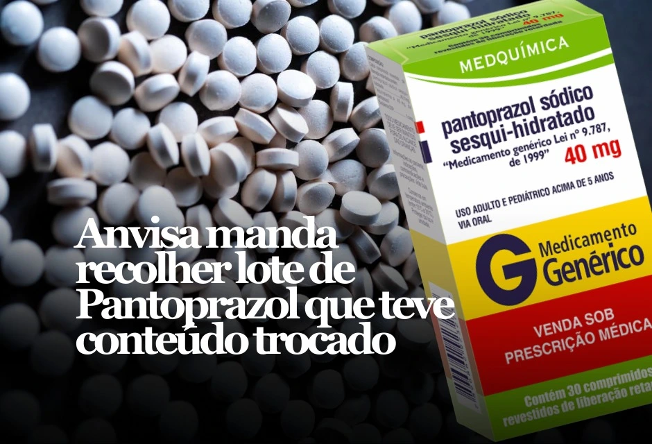 Ontem (quarta-feira7.jan.), a Anvisa determinou o recolhimento do lote OA3169 do Pantoprazol sódico sesqui-hidratado 40mg, após identificar troca de embalagem do medicamento. A medida suspende a comercialização, distribuição e uso do lote atingido.