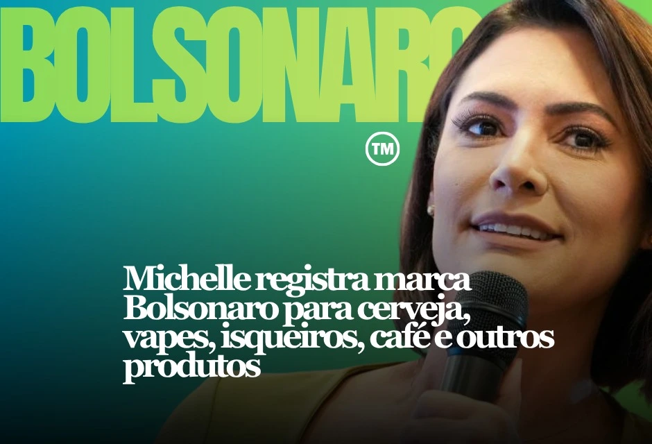 A ex-primeira-dama Michelle Bolsonaro ampliou o uso comercial do nome “Jair Bolsonaro” e o levou para uma vitrine inusitada no INPI. Entre os pedidos e registros associados ao nome do ex-presidente aparecem categorias como cerveja, bebidas alcoólicas, isqueiros, vaporizadores para fumantes, café, peixe em conserva e até bananada.