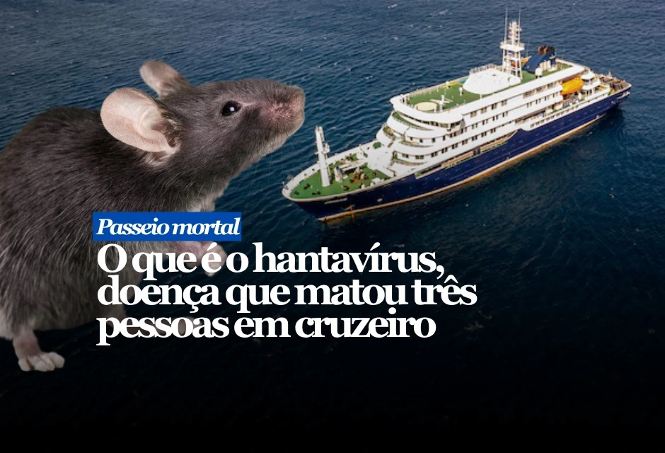 O caso envolve o cruzeiro MV Hondius, que fazia uma rota entre a Argentina, regiões remotas do Atlântico Sul e Cabo Verde. Segundo autoridades internacionais, ao menos seis pessoas adoeceram, uma delas com confirmação laboratorial para hantavírus. Um passageiro britânico seguia em estado grave na África do Sul, enquanto dois tripulantes aguardavam avaliação médica. Apesar do alerta, a OMS informou que o risco para a população em geral é baixo e não recomendou restrições de viagem. A investigação ainda tenta descobrir se a exposição ocorreu dentro do navio ou durante alguma parada da viagem. Informação em apuração. O hantavírus é transmitido principalmente pelo contato com urina, fezes ou saliva de roedores infectados, especialmente quando partículas contaminadas ficam suspensas no ar. No Brasil, o Ministério da Saúde associa a doença sobretudo a áreas rurais, lavouras, matas e locais com presença de roedores silvestres.
