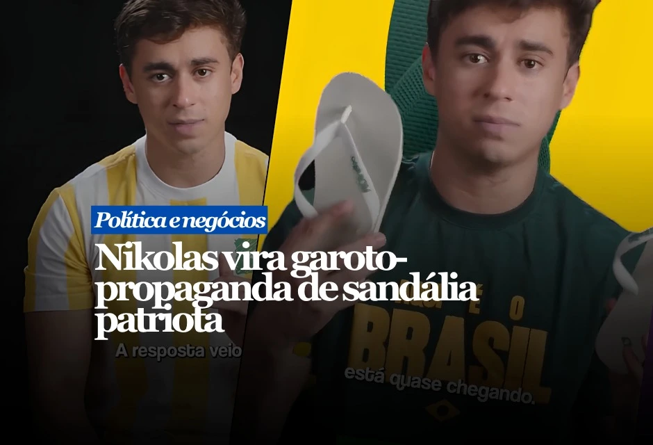 O deputado federal do PL-MG divulgou a marca de chinelos “Pé Direito”, apresentada como reação à campanha da Havaianas com Fernanda Torres, que brincava com a expressão “começar o ano com o pé direito”.