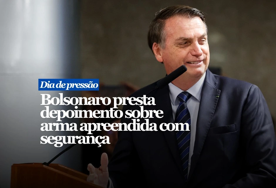 Jair Bolsonaro presta depoimento nesta terça-feira sobre a arma apreendida com um integrante de sua segurança no Distrito Federal. A oitiva foi autorizada por Alexandre de Moraes e está marcada para as 15h, na casa onde o ex-presidente cumpre prisão domiciliar. A Polícia Civil do DF quer saber quem entregou a arma, quando isso ocorreu e por qual motivo ela estava sendo transportada.