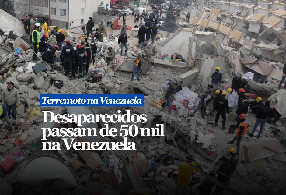 Mais de 50 mil pessoas estão desaparecidas após dois fortes terremotos que atingiram o país, segundo estimativa citada pelo chefe humanitário da ONU. O governo venezuelano atualizou o balanço para 920 mortos e mais de 3,3 mil feridos. O número de desaparecidos não significa, neste momento, total de mortos. Ele reúne pessoas ainda não localizadas por parentes, autoridades e equipes de resgate em meio à destruição, falhas de comunicação e dificuldade de acesso às áreas mais atingidas.