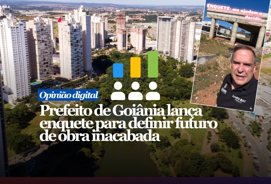 O prefeito Sandro Mabel pediu ajuda da população para definir o que fazer no viaduto inacabado da Avenida Leste-Oeste sobre a Avenida Castelo Branco, no Setor Esplanada dos Anicuns, em Goiânia.