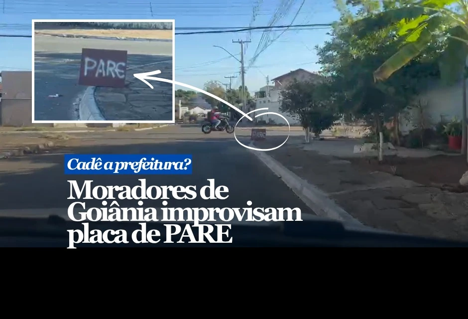 A falta de sinalização levou moradores do Jardim América, em Goiânia, a improvisarem uma “placa de trânsito” por conta própria. A medida foi tomada no cruzamento das ruas C-201 e C-202, ponto onde moradores relatam uma sequência de acidentes. Sem uma resposta imediata do poder público, a vizinhança decidiu tentar alertar motoristas que passam pelo local.