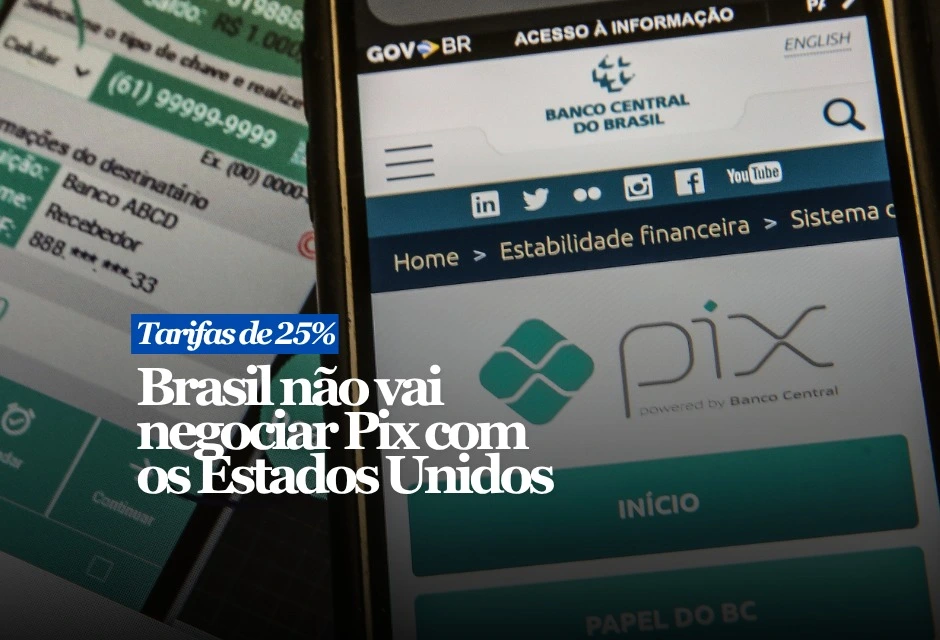 O governo brasileiro avisou aos Estados Unidos que o Pix não entrará nas negociações para tentar barrar a tarifa de 25% sobre produtos do Brasil. A posição foi levada pelo ministro do Desenvolvimento, Márcio Elias Rosa, ao representante comercial americano, Jamieson Greer, em reunião realizada na quinta-feira. A investigação aberta pelo USTR, órgão comercial dos EUA, mira pontos da economia brasileira, incluindo comércio digital, sistemas de pagamento, etanol, propriedade intelectual, corrupção, tarifas preferenciais e desmatamento ilegal.