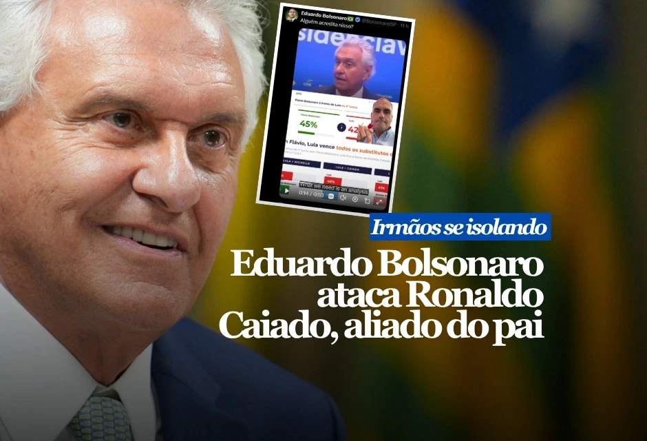 A reação de Eduardo Bolsonaro contra Ronaldo Caiado pressiona a pré-campanha de Flávio no ponto mais sensível: ampliar apoio fora do núcleo familiar. O efeito político é direto e pode mexer um pouco mais na instável relação dos irmãos Bolsonaro com aliados : a família voltou a tratar divergência como ameaça.