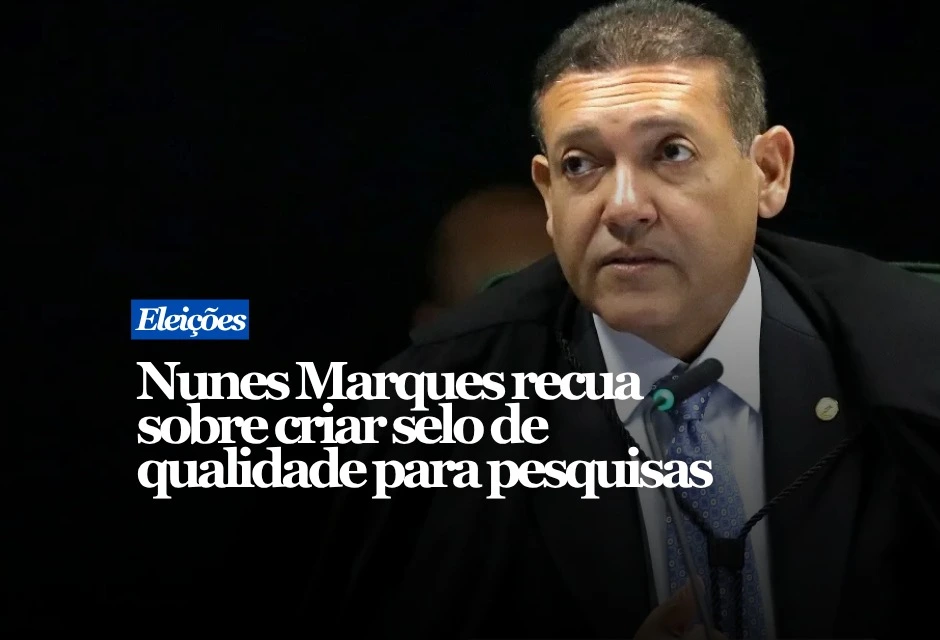 O presidente do TSE, Kassio Nunes Marques, desistiu de criar o “Selo de Acurácia Eleitoral”, segundo apuração do UOL. A ideia premiaria institutos cujos levantamentos ficassem mais próximos do resultado das urnas. O tribunal ainda não anunciou formalmente o arquivamento.