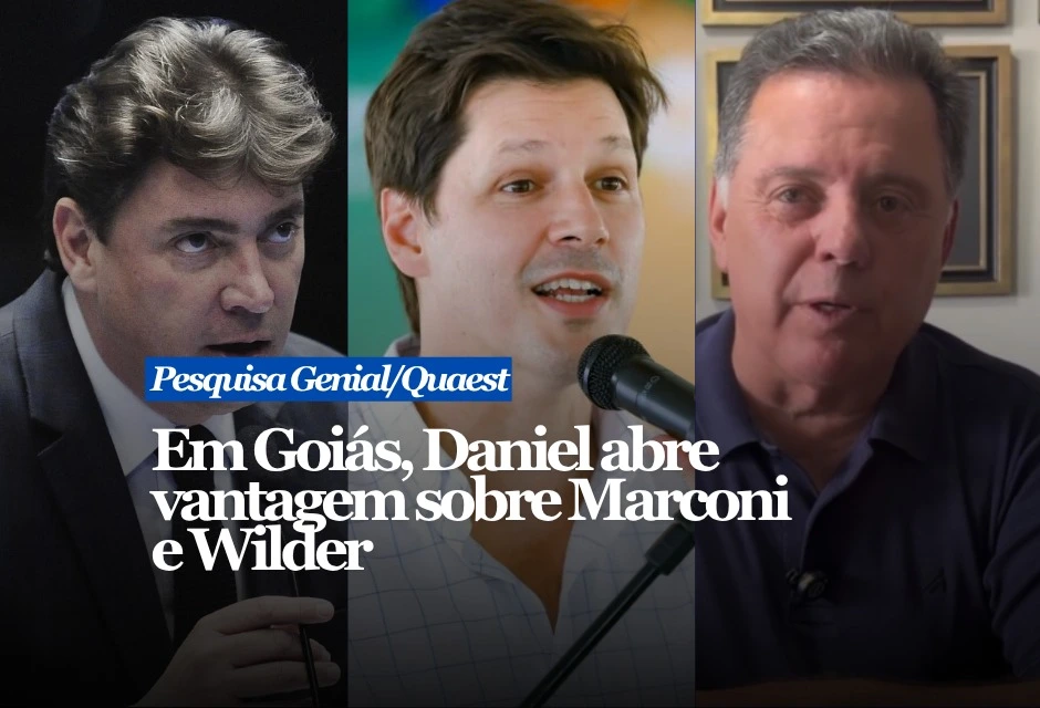 O governador Daniel Vilela (MDB) ampliou a vantagem na disputa pelo governo de Goiás e lidera com 37% das intenções de voto, segundo pesquisa Genial/Quaest divulgada nesta quinta-feira (30). Marconi Perillo (PSDB) aparece em segundo lugar, com 21%, seguido pelo senador Wilder Morais (PL), com 11%. Luis Cesar Bueno (PT) registra 3%, Cíntia Dias (PSOL), 1%, e Luciana Amorim (UP) não pontuou. Os indecisos somam 20%, enquanto 7% declaram voto branco, nulo ou dizem que não votarão. Em abril, Vilela tinha 33% no principal cenário, Marconi mantinha os mesmos 21% e Wilder marcava 9%.