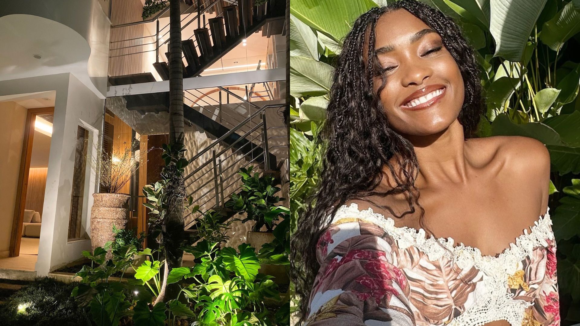 Erika Januza desfruta de mansão rodeada pela natureza no Rio de Janeiro